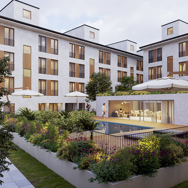 Zona de piscina de Via Valentia – obra nueva en Puçol (Valencia)