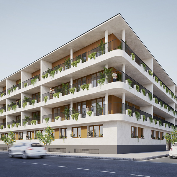 Fachada exterior de Via Valentia – obra nueva en Puçol (Valencia)